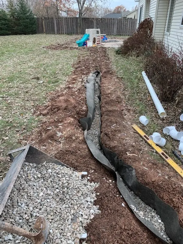 French drain during installation